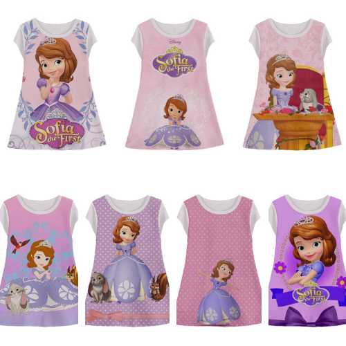 Baju Dress Anak Princess Sofia Untuk Perempuan Tunik Printing Anak Wanita Model Princess Sofia Usia 