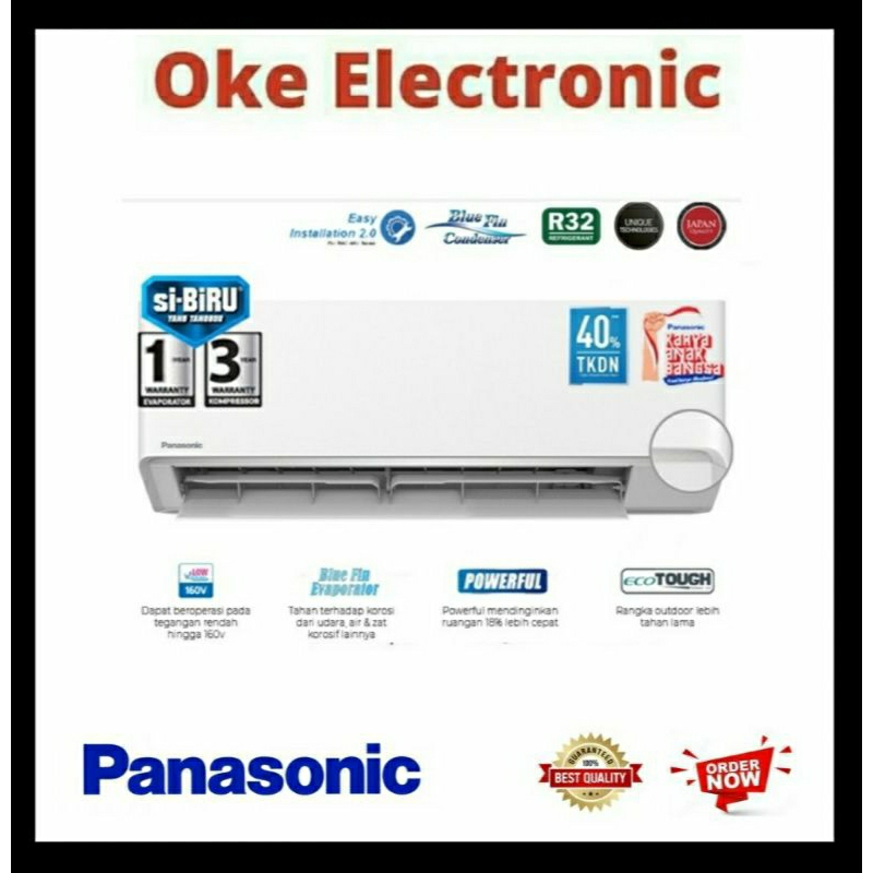 AC PANASONIC 1/2PK STANDAR SI BIRU + PASANG