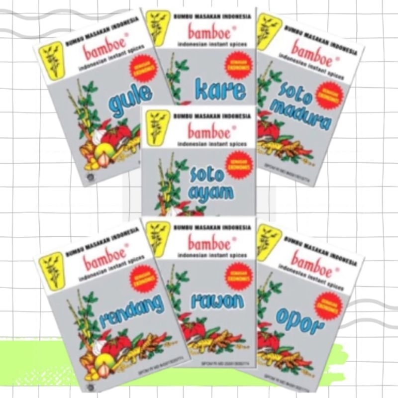 

Bamboe Bumbu Gule / Kare / Rawon / Rendang / Soto Ayam / Soto Madura