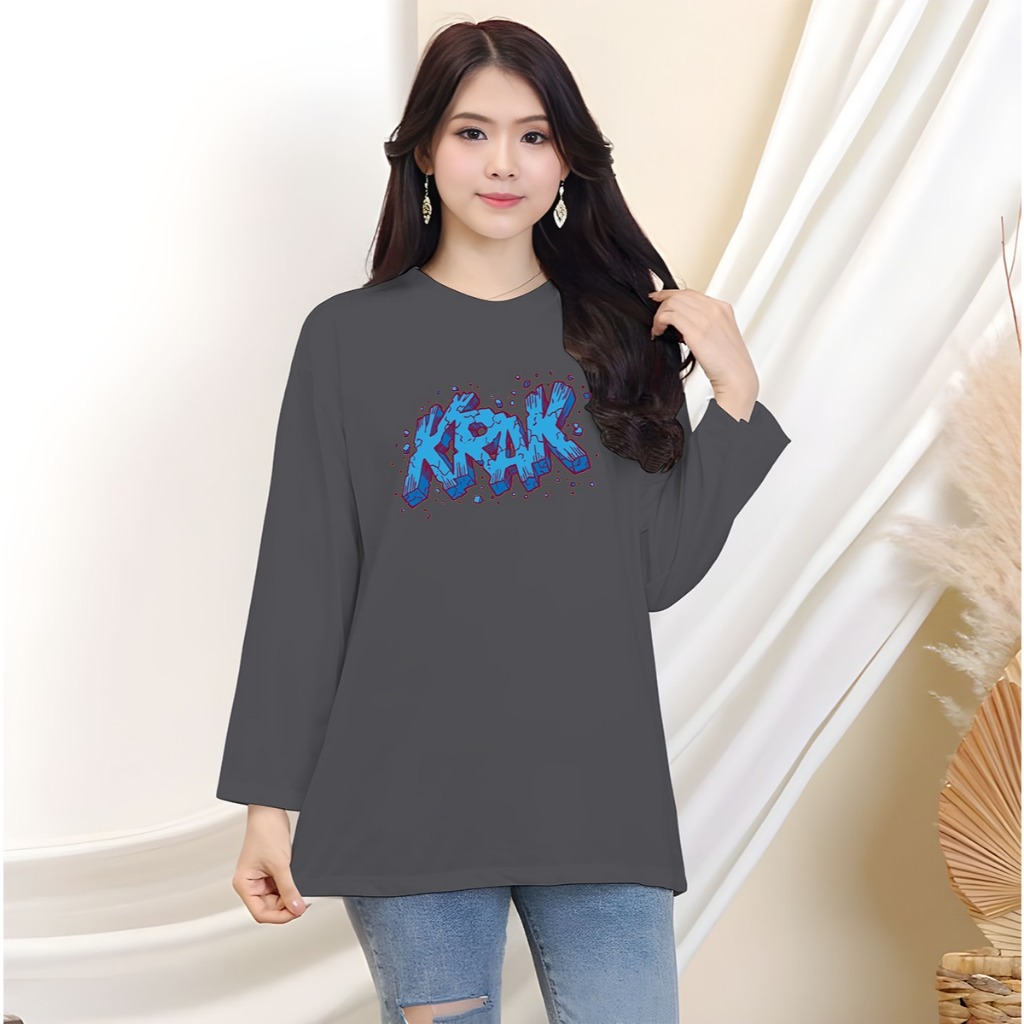 Kaos Oversize Wanita Lengan Panjang/ Kaos Distro WANITA/ Kaos Streetwear Oversize PANJANG