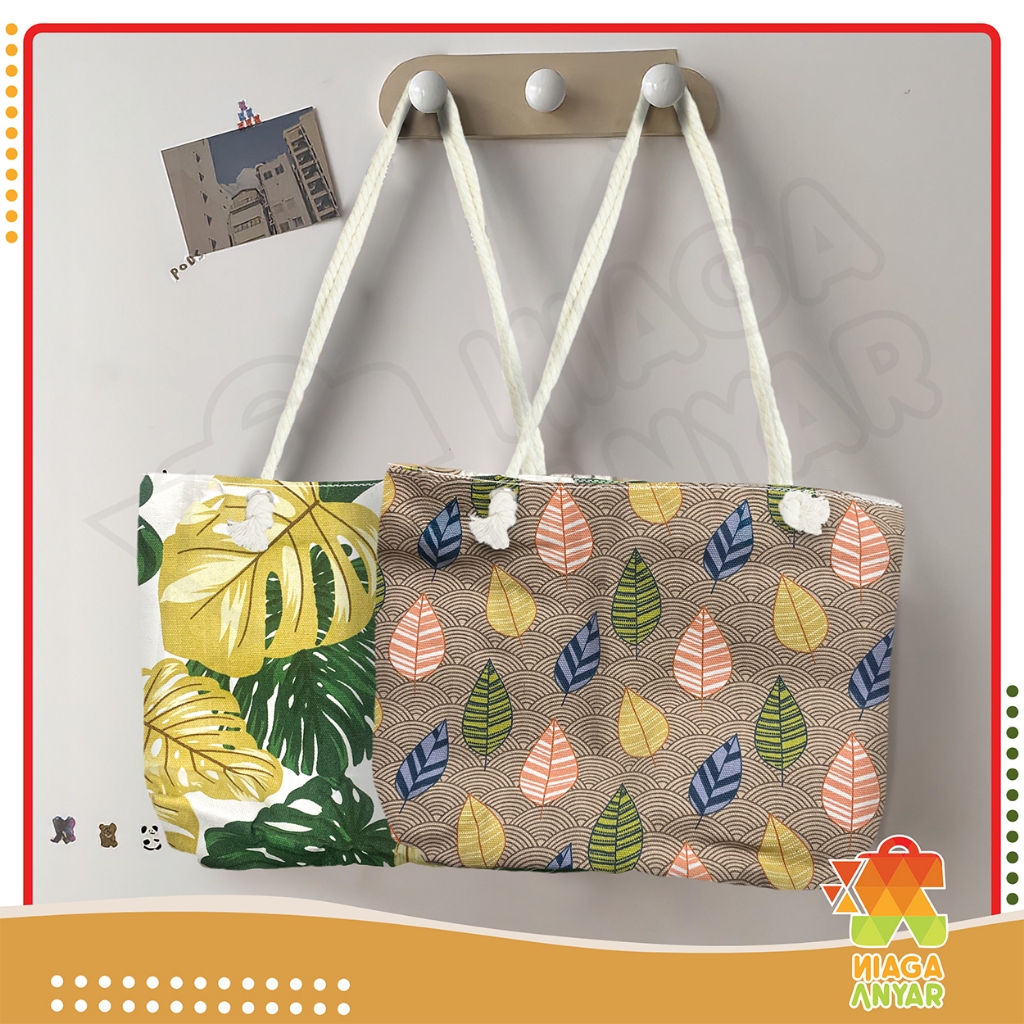 NA Tas Bahu Kanvas Tali Macrame / Tas Bahu Bahan Kanvas Wanita / Shoulder Bag / Tote bag Kanvas Tali