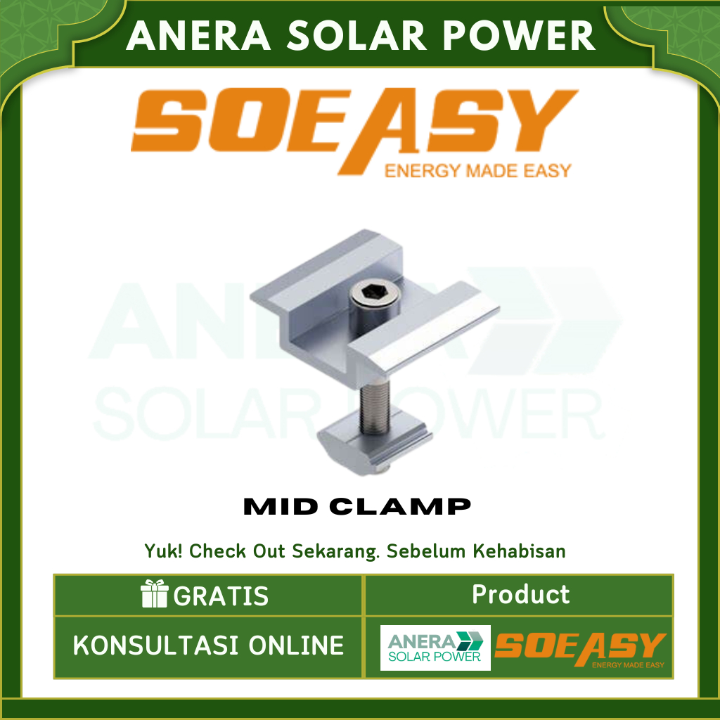 Bracket Mid Clamp Middle Clamp Mounting Solar PV Bracket Panel Surya Soeasy