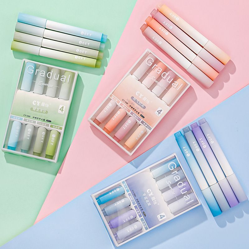 

Highlighter 4 in 1 Colorful Pink Biru Hijau Pastel Lucu