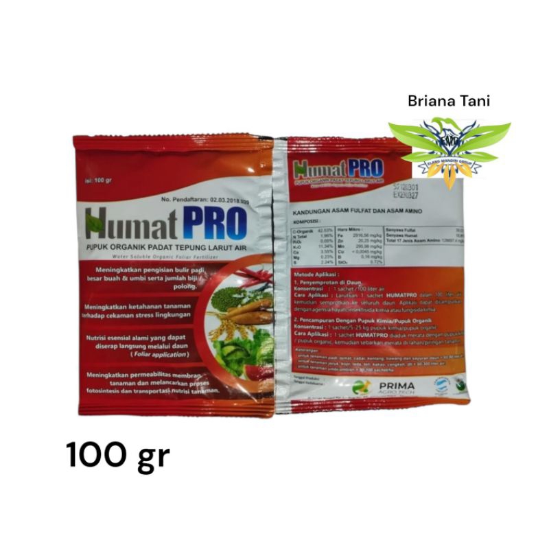 ￼Humat Pro 100gr  Mengandung Asam Fulfat Dan Asam Amino Prima Agro Tech B7 Amino