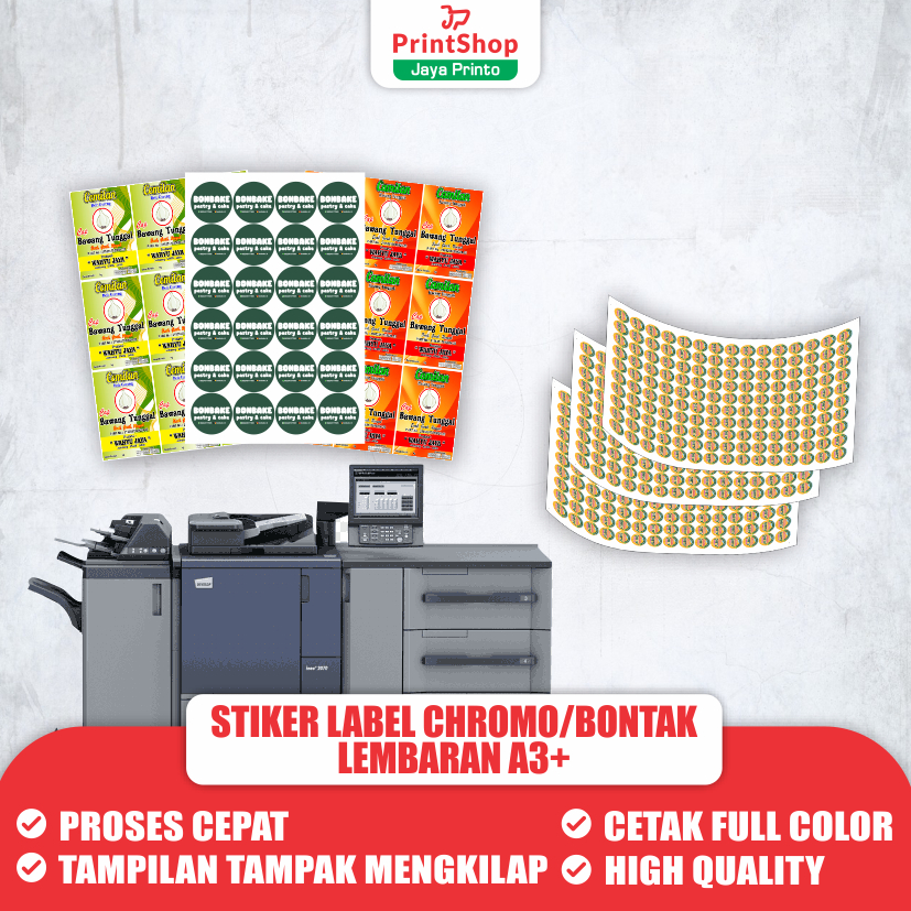 

CETAK STIKER LEMBARAN A3+ CHROMO CUSTOM MURAH