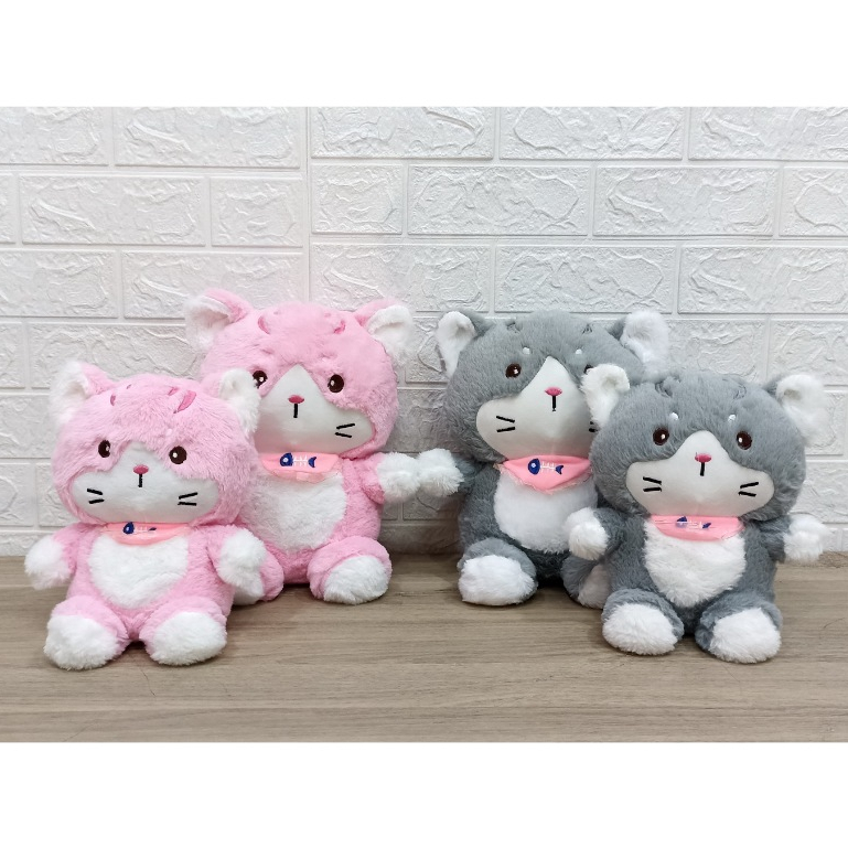 Boneka Kucing dengan Celemek Lucu - Boneka Sitting Cat Ukuran S