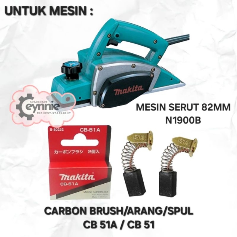 CARBON BRUSH MESIN SERUT 82MM N 1900 B MAKITA CB 51A ARANG SPUL MESIN SERUT 82MM N1900B CB51A CB51 M