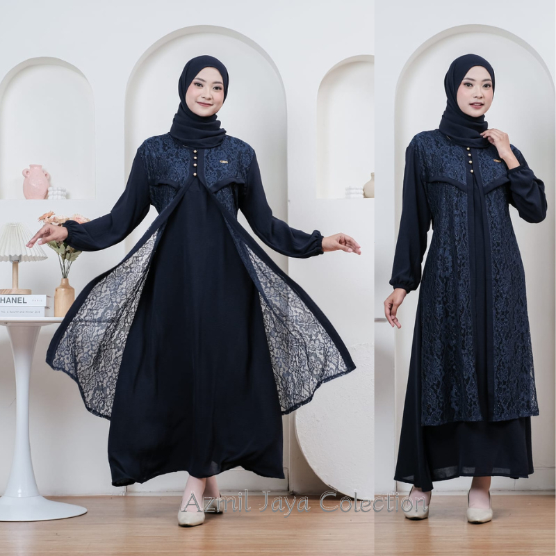 Gamis cringkle model terbaru mix brokat / Dress Brokat Terbaru / Gamis Kondangan Terbaru 2024