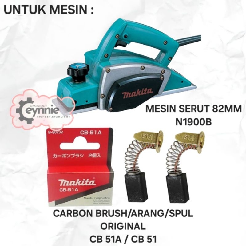 CARBON BRUSH MESIN SERUT 82MM N 1900 B MAKITA CB 51A ORIGINAL ARANG SPUL MESIN SERUT N1900B CB51A CB