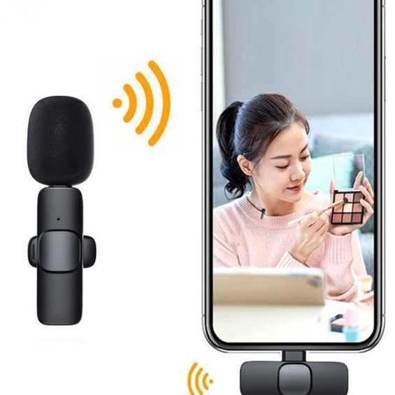 Tawaran Mic Wireless Smartphone Clip On Vlog Lavalier Microphone Wireless Mic Bluetooth Youtuber Tik