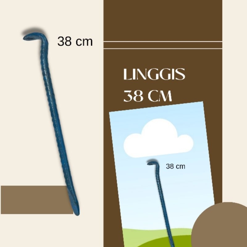 LINGGIS KECIL UKURAN 38 CM - LINGGIS KUBUT PENCABUT PAKU - LINGGIS ULIR FUUL BESI