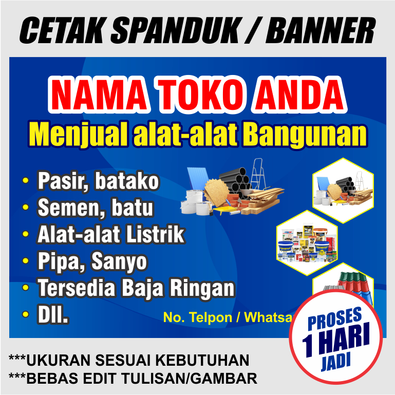 spanduk banner toko bangunan cetak bener baliho toko bangunan custom