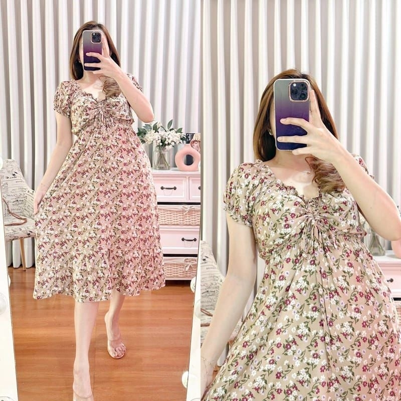 Daster Serut Dada Model Casandra Bali Rayon Motif Bunga Fashion Ladies Terbaru