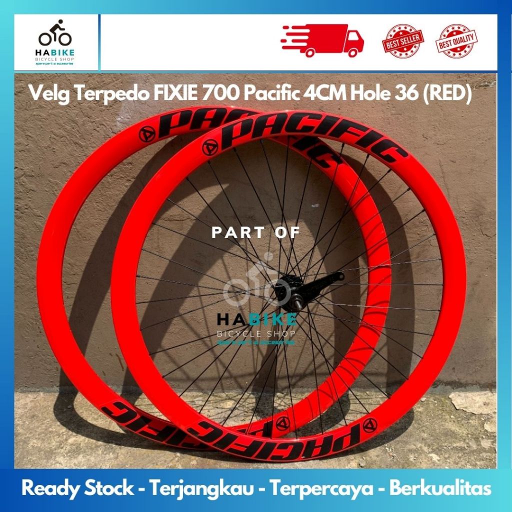 Velg Jadi Set Untuk Sepeda Fixie Ukuran 700 Tinggi 4 CM Merk PACIFIC BIKE 1 Set Depan + Belakang Ter