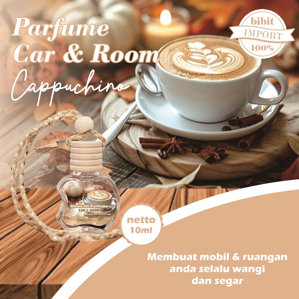 Parfum Mobil Cair Aroma Cappucino 10 ML - Pewangi Mobil Kopi - Pewangi Mobil Mewah -Pewangi Ruangan 