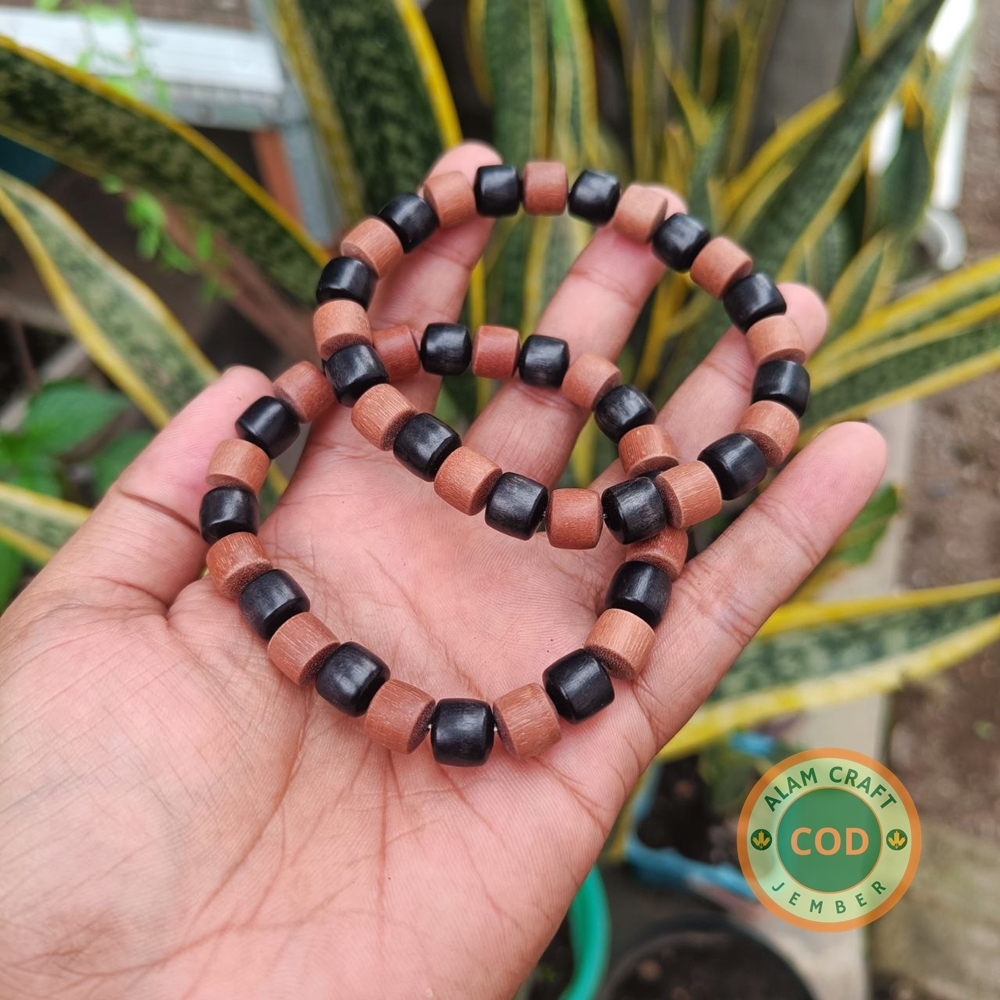 DAPAT 2PCS Gelang Kayu Stigi Kayu Kelor Hitam Tabung
