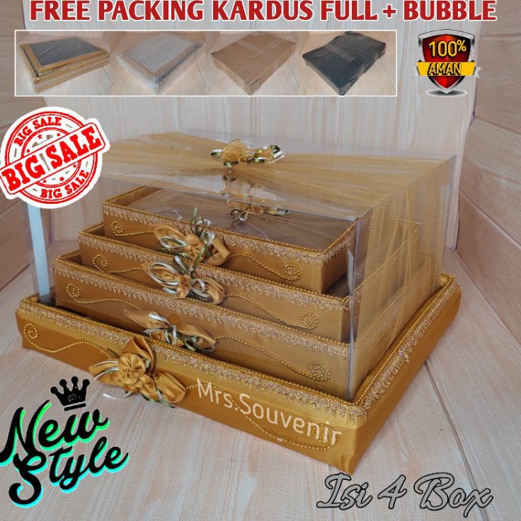

FG2 Kotak Hantaran Seserahan Pernikahan Mika Box Mewah Free Packing Tambahan Kardus Full Plus Label Fragile