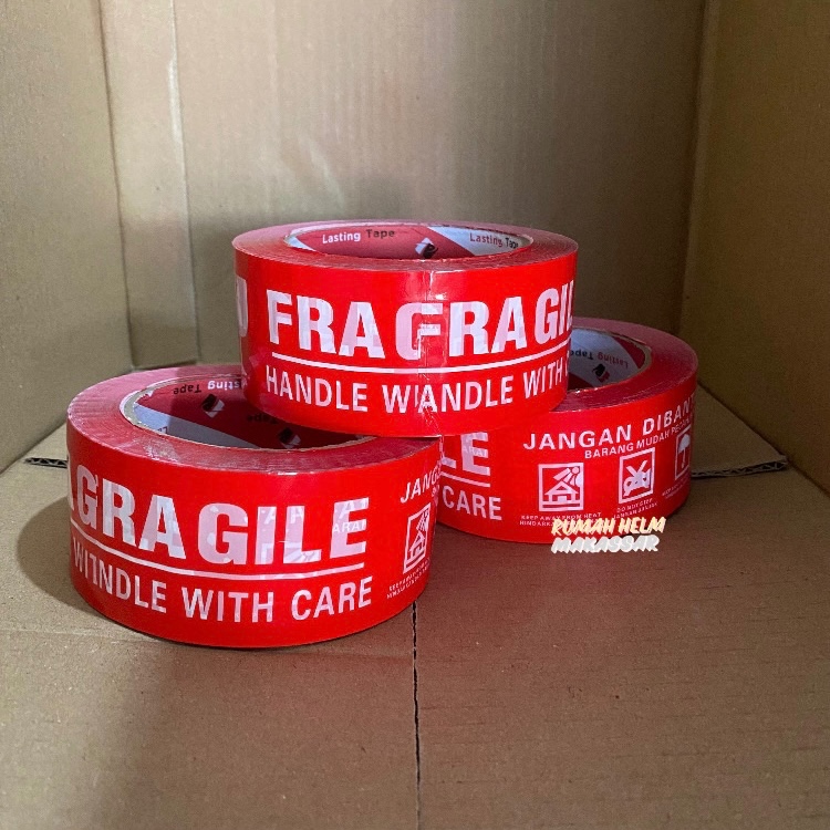 

Lakban Isolasi Plester FRAGILE Merah Tebal