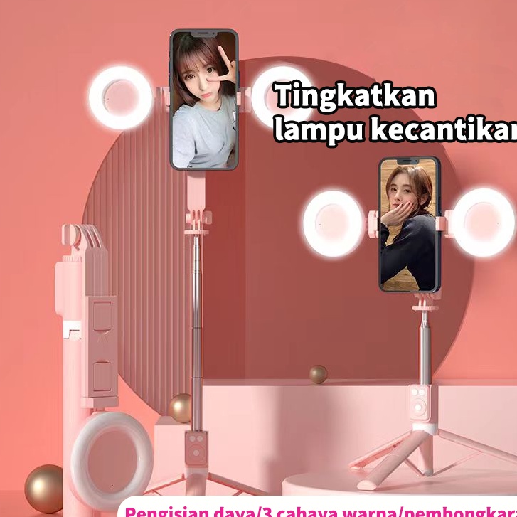 Harga Spesial  TR BISA COD 165CM Tongsis Tripod lampu LED Gimbal Stabilizer Bluetooth Selfie Stick R