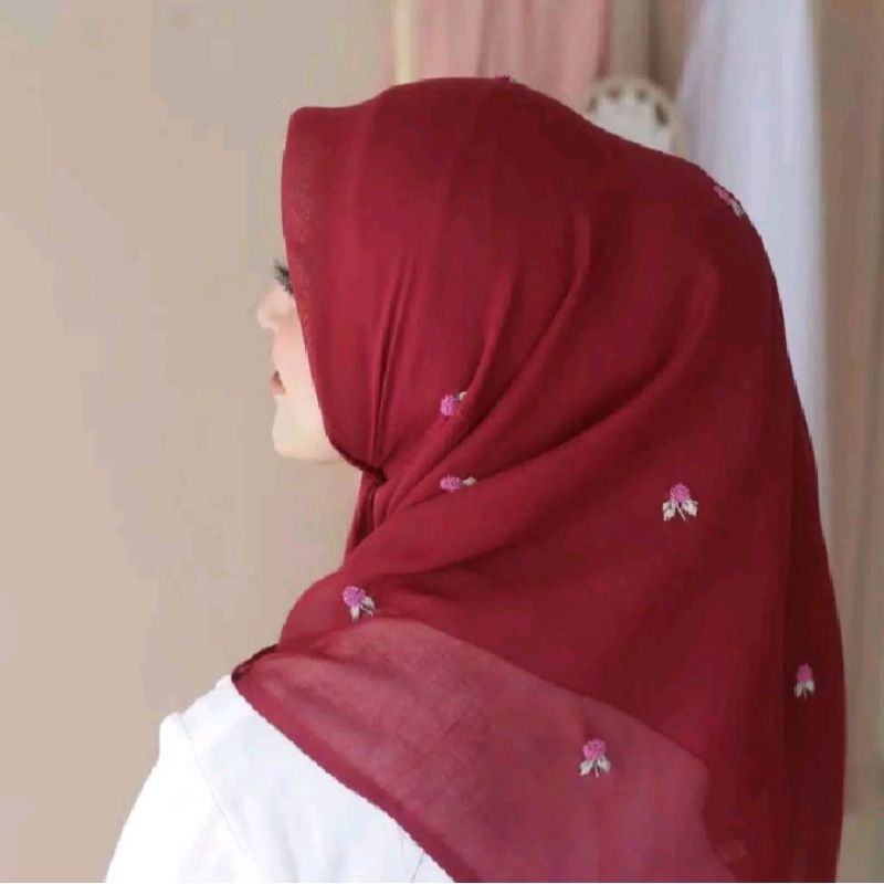 Paris sulam tabur segiempat jilbab hijab termurah
