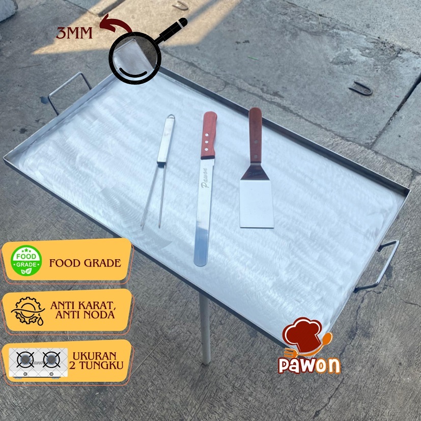 WAJAN ROTI BAKAR STAINLESS STEEL 3MM | ANTI KARAT, ANTI LENGKET