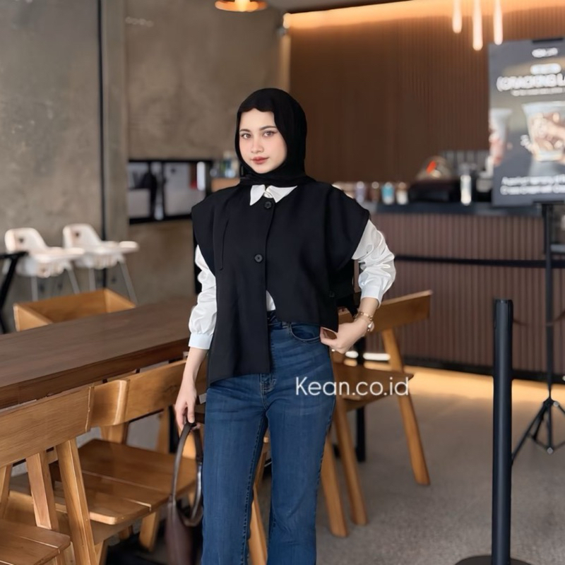 AUDREY VEST - KEAN. ID| Vest Outer Rompi Wanita - Luaran Oversized - KARA RAPIKA Vest - Rompi Pakaia