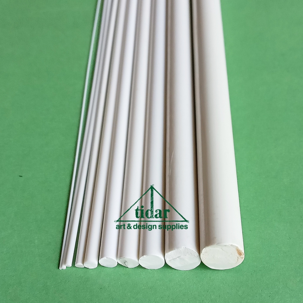 

[MR] White Round Plastic Stick - Stik Plastik ABS Putih Bulat Padat / Masif