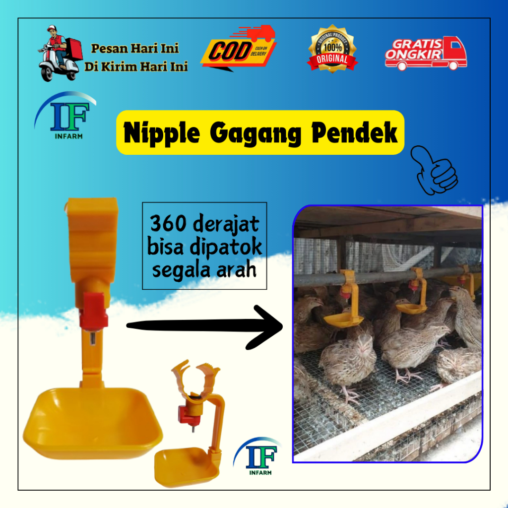 Niple Nepel Puyuh Nipel An 009p Nipel 360° Bisa Di minum Dari Segala Arah GAGANG PENDEK INNFARM