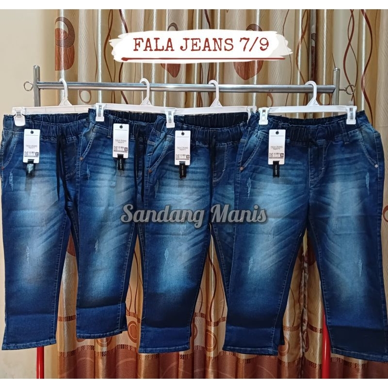 Celana jeans 7/9 pinggang karet || celana jeans 7/9 jumbo wanita