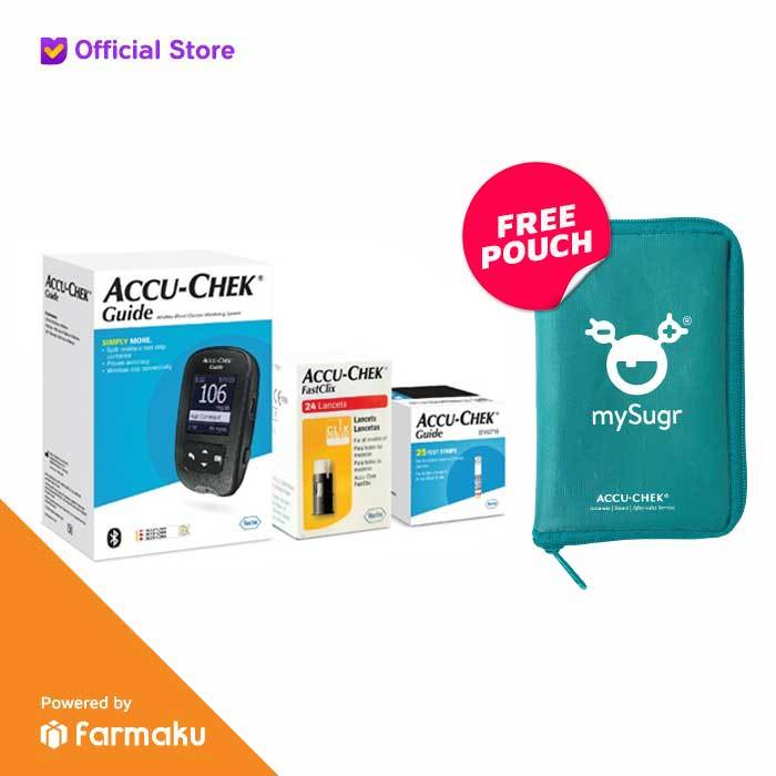 Accu-Chek Guide Paket Cek Tes Gula Darah (Alat, Strip, Pen, Lancet)