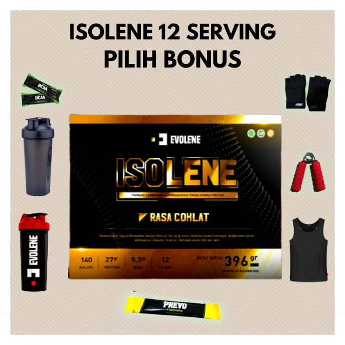 

Evolene Isolene Vanilla 396gr/12 Sachet Defisit kalori Whey protein isolate Evolene Samarinda