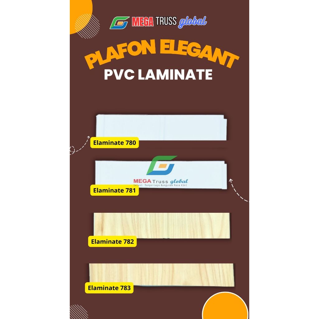 Plafon PVC Laminate premium serat kayu Elegant 4 meterr 20cm TENAL 8MM