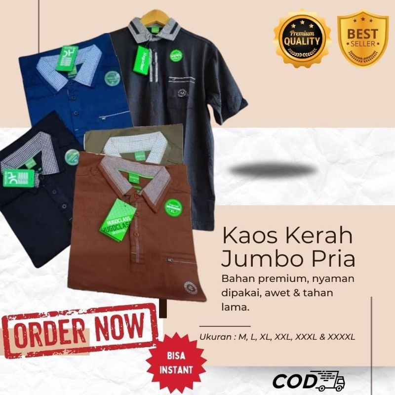 ABI - KAOS KERAH HUGO CLASS & CRS91 JUMBO BIG SIZE 3XL 4XL PREMIUM ORIGINAL COTTON COMBED KERAH KOMB