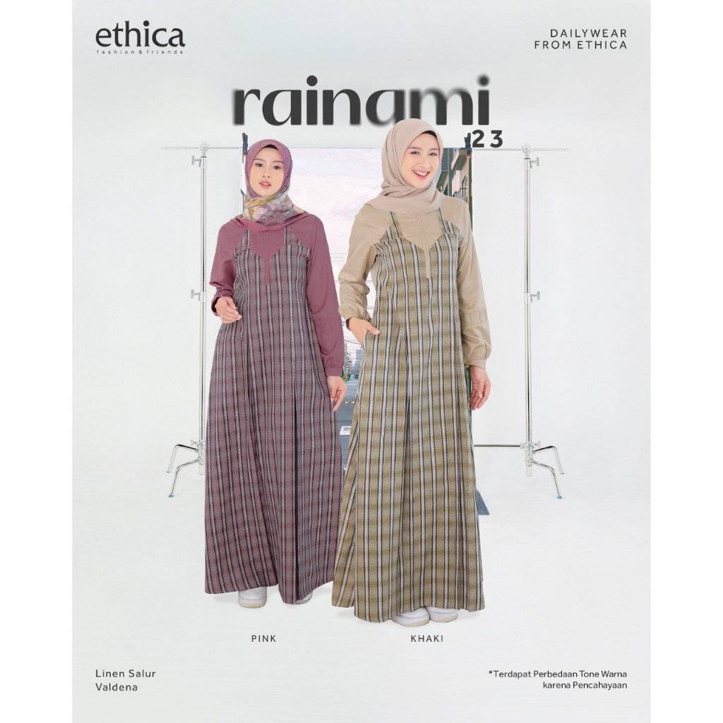 (COD) GAMIS ETHICA RAINAMI 23 PINK - KHAKI || GAMIS KATUN ETHICA