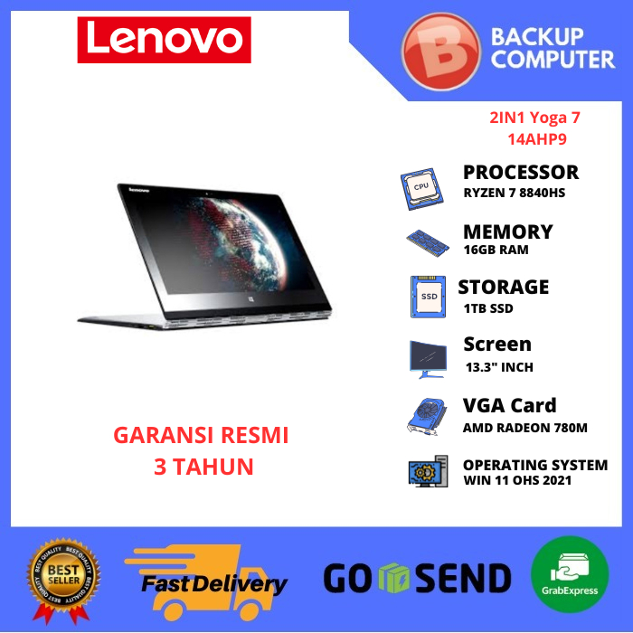 LAPTOP LENOVO 2IN1 Yoga 7 14AHP9 83DK000TID RYZEN 7 8840HS 16GB RAM
