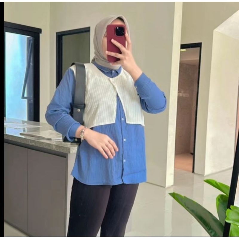 Shifa shirt // Kemeja rompi wanita polos // kemeja wanita lengan panjang busui