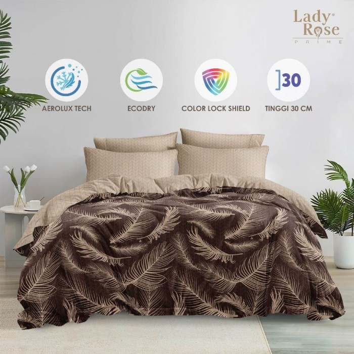 5in1 Full Set Bedcover Lady Rose 3D Tinggi 30cm Rumbai King 200x200 180x200 Queen 160x200 Motif