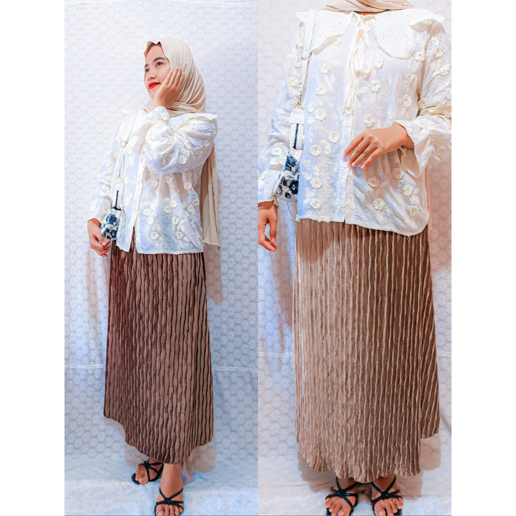 NEW ROK PLISKET MOTIF GELOMBANG BLUDRU VELVET IMPORT 7/8 ROK BLUDRU PLISKET GELOMBANG TERBARU MURAH