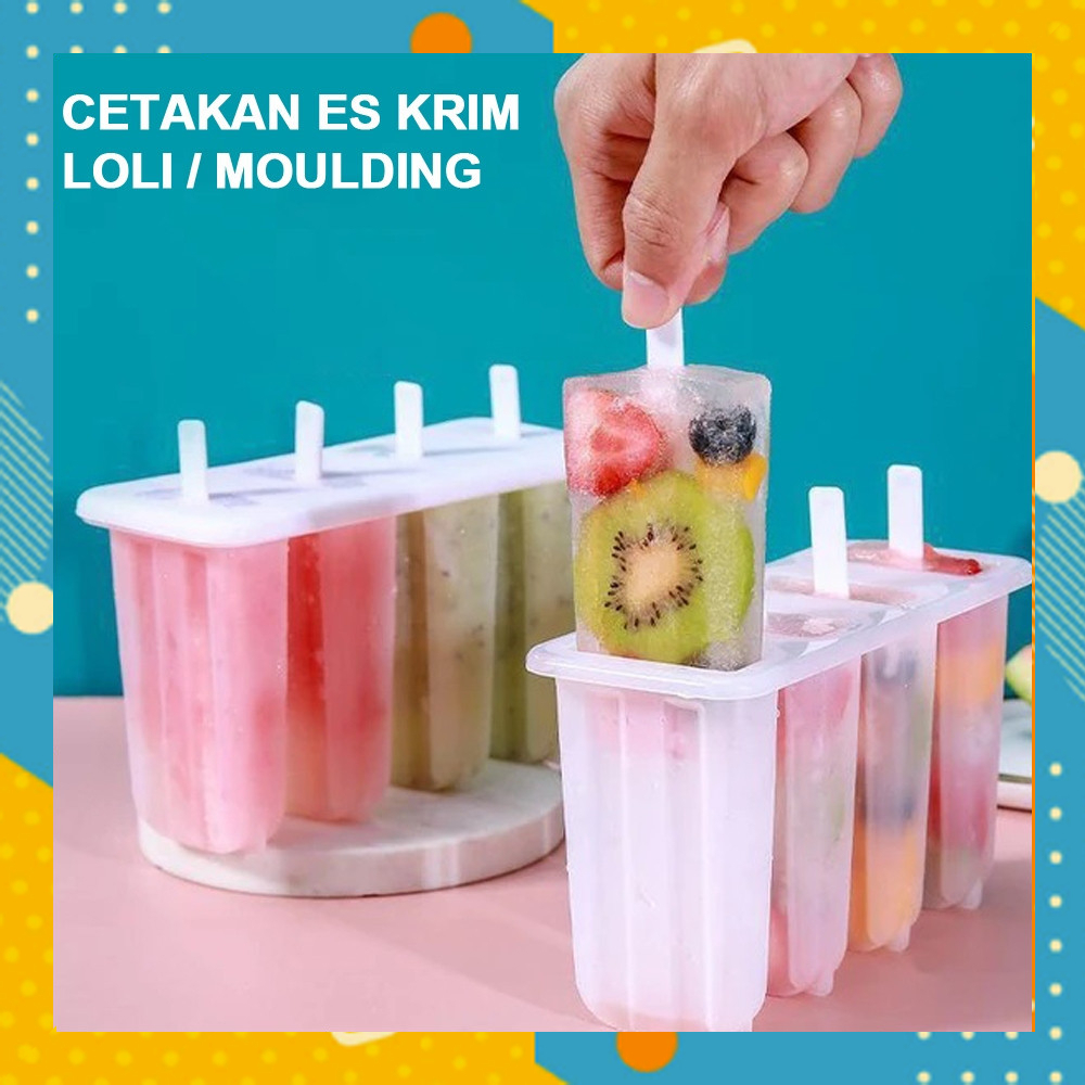 Cetakan Es Krim LOLI Frozen Ice Cream Moulding 4 Sekat Stick Frozen Popsicle AD2910B1