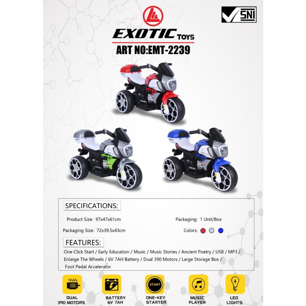 MAINAN MOTOR AKI ANAK EXOTIC TOYS EMT - 2239