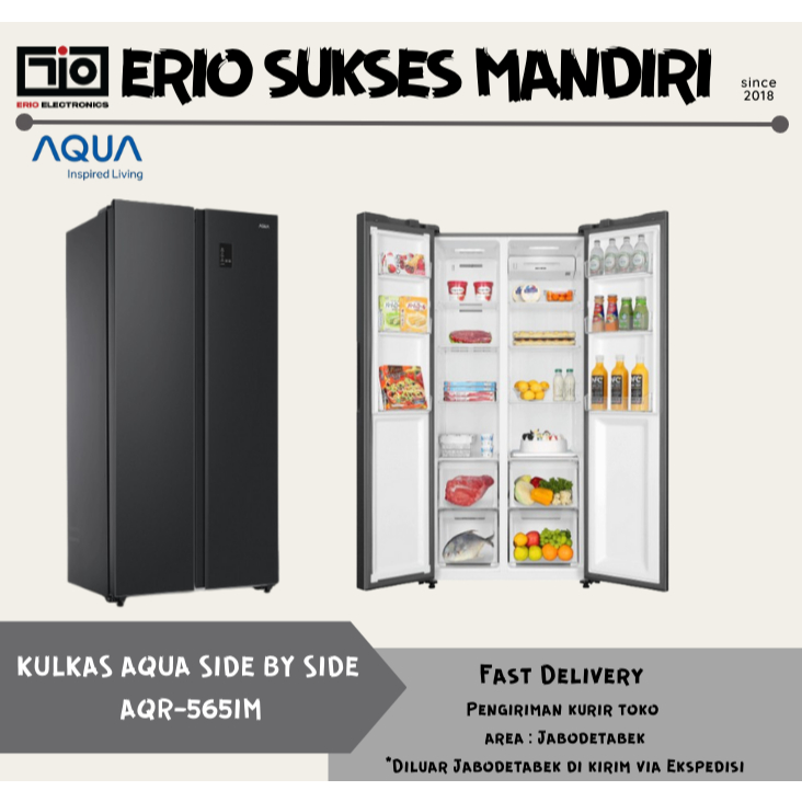 AQUA AQR-565IM Kulkas Side by Side 480 Liter Inverter AQR565IM AQR565