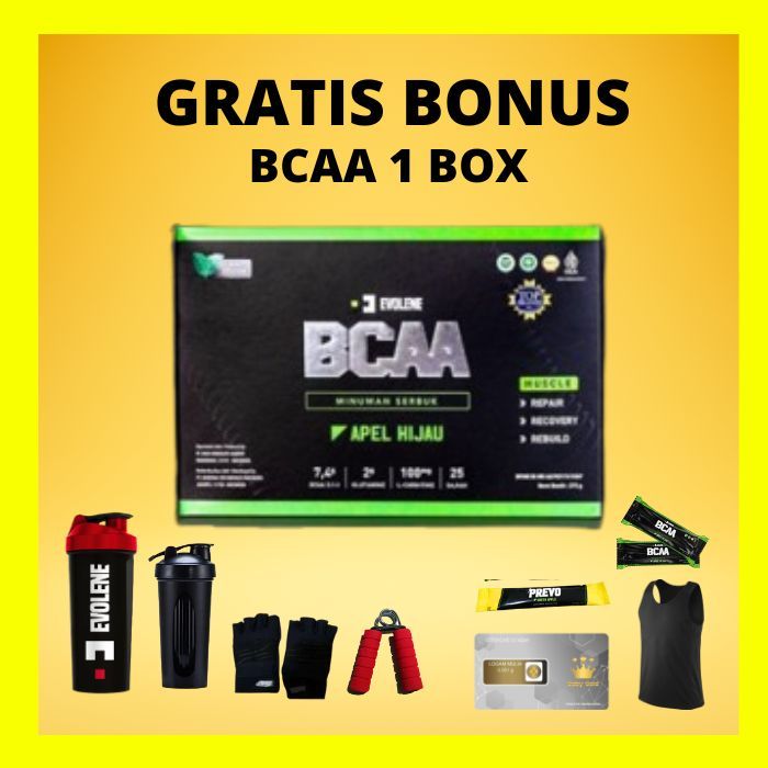 BCAA 1 BOX EVOLENE ISI 25 SACHET EVOLENE SUPLEMEN GYM BCAA EVOLENE  BRANCH CHAIN AMINO ACID