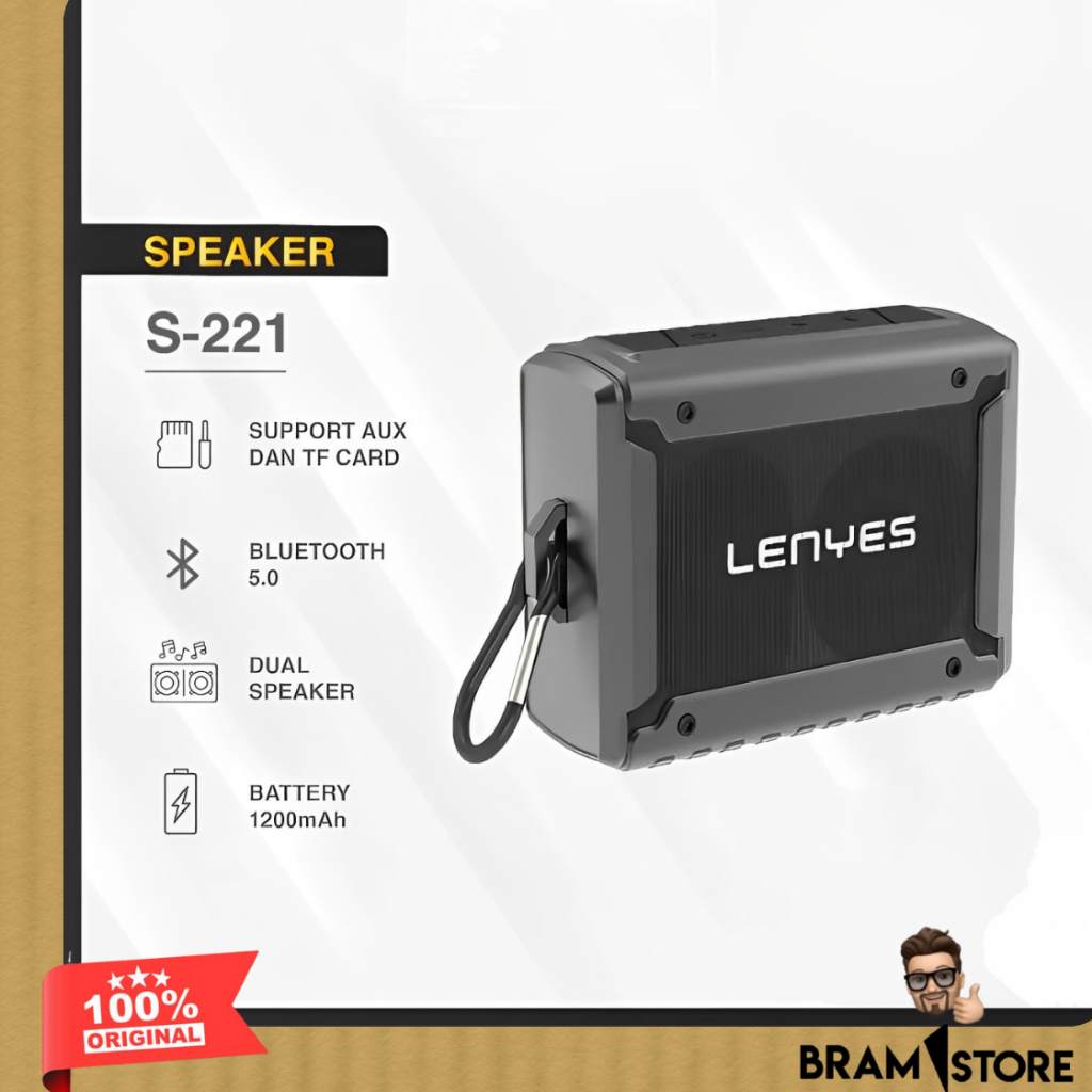 (BISA COD)Lenyes S221 Mini Bluetooth Speaker Portable Bluetooth 5.0 Music Box TWS Support Aux Memory