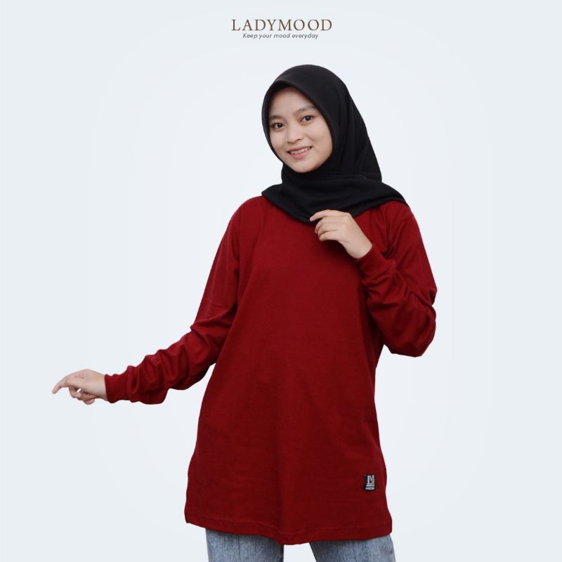 KAOS LENGAN PANJANG WANITA WARNA MAROON , MERAH MARUN, ELEGAN, MEWAH.