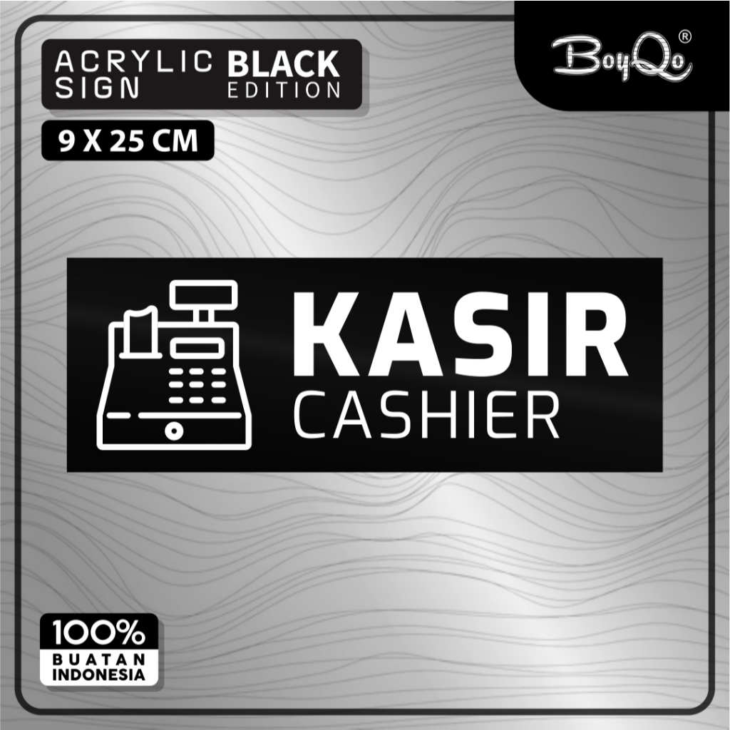 

BoyQo Akrilik Tanda Kasir Cashier Warna Hitam Ukuran 25 x 9 Untuk Masjid, Kantor, Mushola