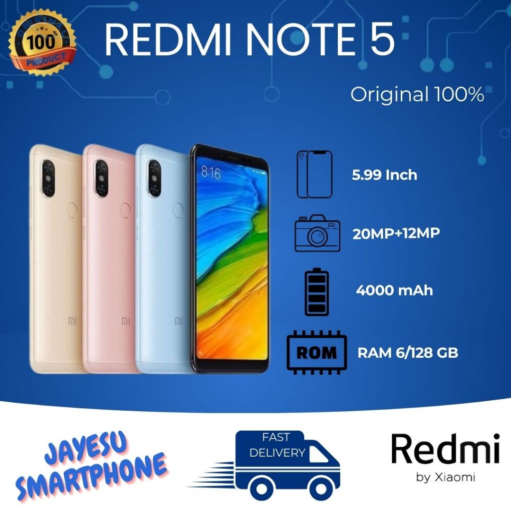 HP XIAOMI REDMI NOTE 5 RAM 6/128 GB 5.99 inch Smartphone GARANSI 1 TAHUN