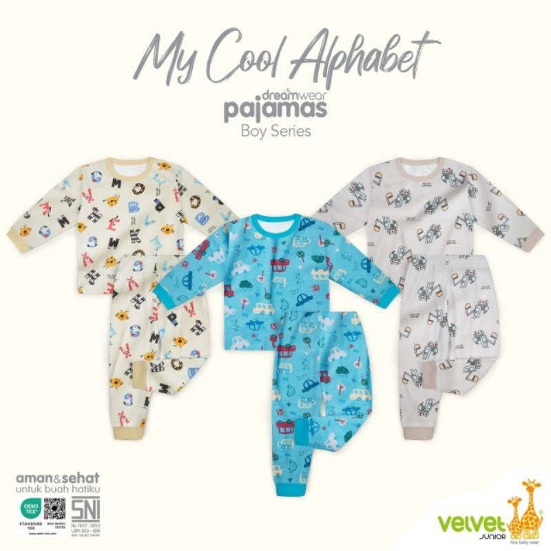 Setelan Baju Tidur Anak Laki Velvet Piyama Dreamwear Motif 2-10 tahun