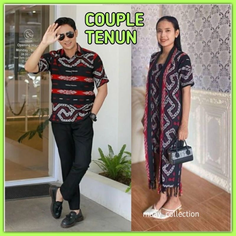Baju set couple tenun etnik jepara terbaru tunik tenun dan kemeja tenun dijual terpisah