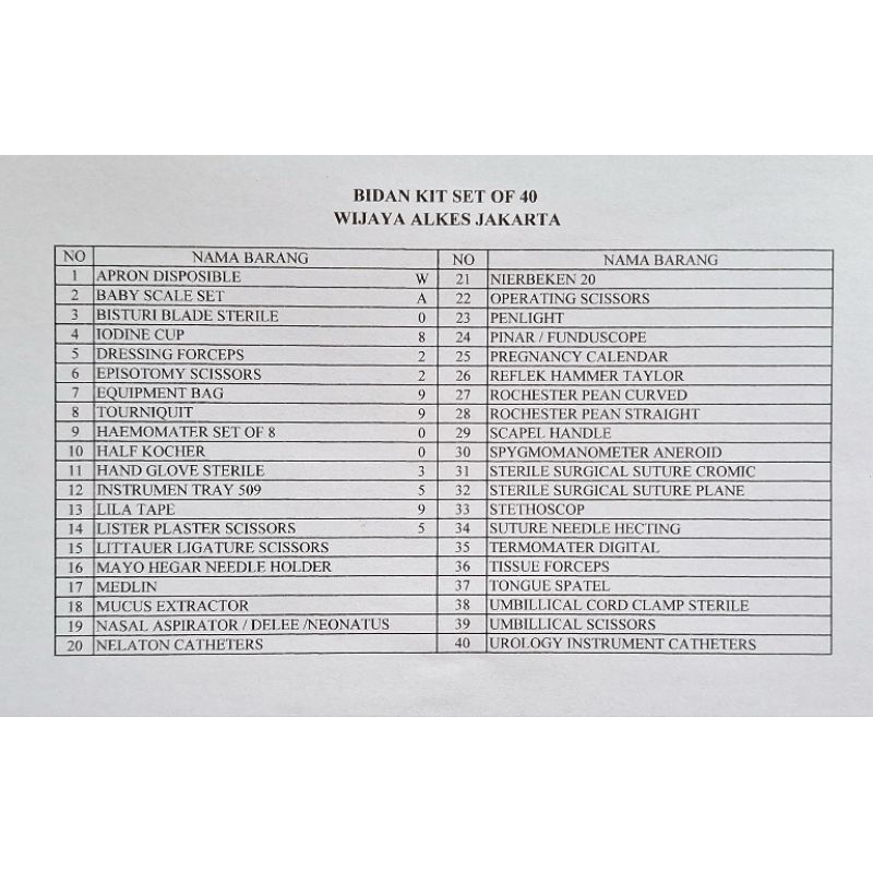 BIDAN KIT 40 ITEM PREMIER (TENSI DAN STETHOSCOP GC PREMIER)