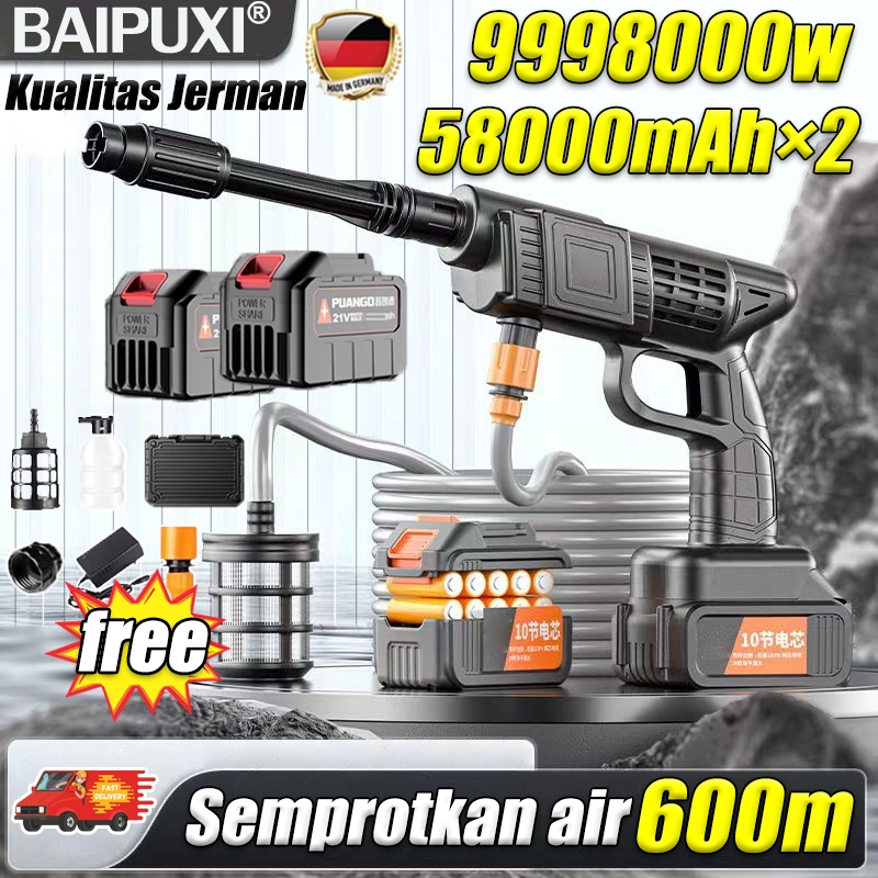 kotak peralatan gratis BAIPUXI Alat cuci mobil High pressure cleaner 2 baterai 288bar 399vf 180000kp